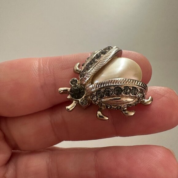 Rhinestone Fly Beatle Bug Hat Scarf Pins Lapel Clips Set of 4 Art to Wear Boho - Picture 7 of 12